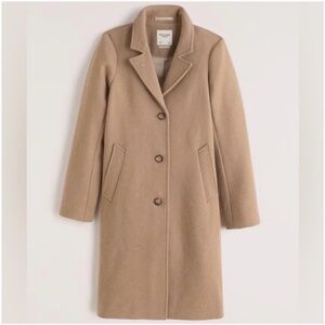 Abercrombie & Fitch Camel Single-Breasted Wool Coat
